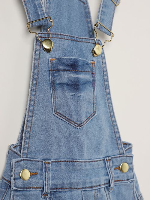 Macacão Jardineira Skinny Infantil Para Menina - AZUL