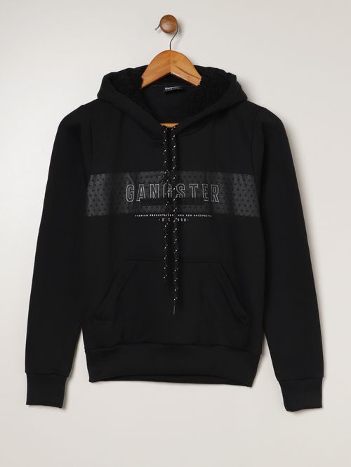 Moletom Com Capuz Gangster Juvenil Para Menino - PRETO