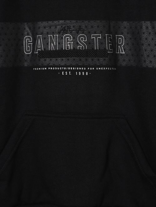 Moletom Com Capuz Gangster Juvenil Para Menino - PRETO