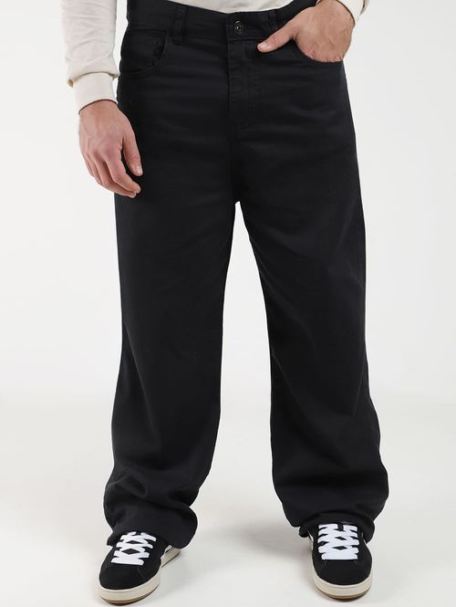 Calça Sarja Reta Oversized Masculina PRETO