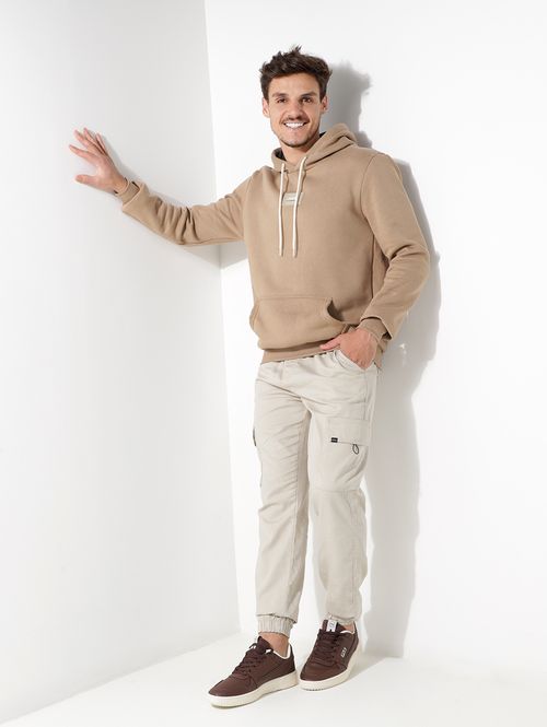 Moletom Canguru Com Capuz Masculino BEGE