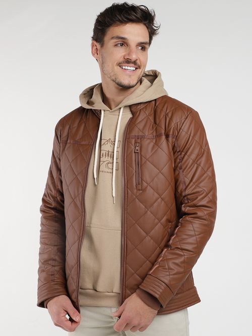Jaqueta PU Elétron Masculina MARROM