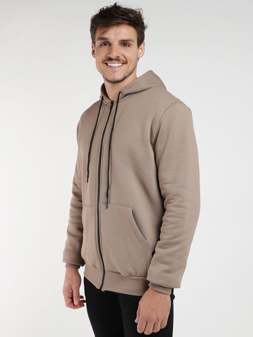 Jaqueta Moletom com Capuz Vels Masculina CAQUI