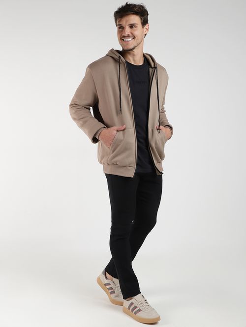 Jaqueta Moletom com Capuz Vels Masculina CAQUI