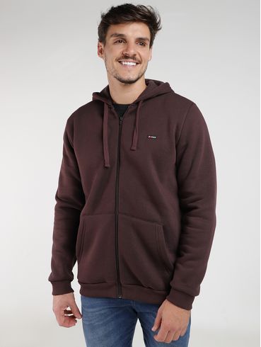 Jaqueta Moletom Com Capuz Masculina MARROM