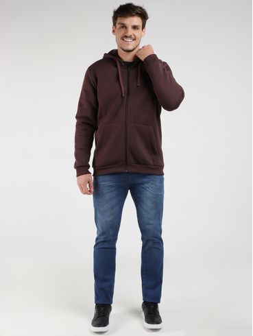 Jaqueta Moletom Com Capuz Masculina MARROM