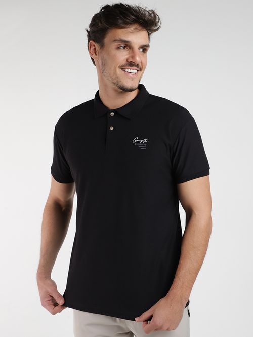 Polo Manga Curta Gangster Masculina PRETO