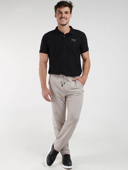 Polo Manga Curta Gangster Masculina PRETO