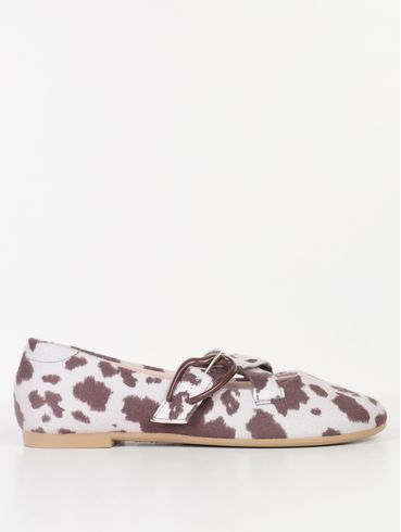 Sapatilha Cow Print Moleca Feminina OFF WHITE/MARROM