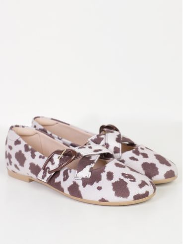 Sapatilha Cow Print Moleca Feminina OFF WHITE/MARROM