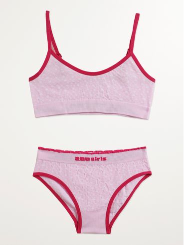 Conjunto Lingerie Sem Bojo Infantil Para Menina - ROSA