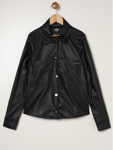 Camisa Manga Longa Juvenil Para Menina - PRETO