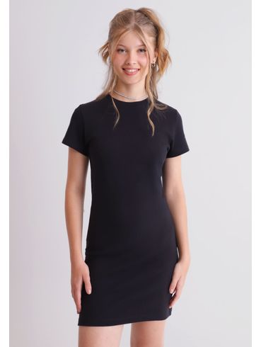 Vestido básico Algodão preto