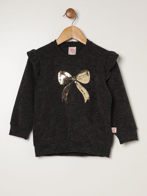 Blusão Tricot Infantil Para Menina - PRETO