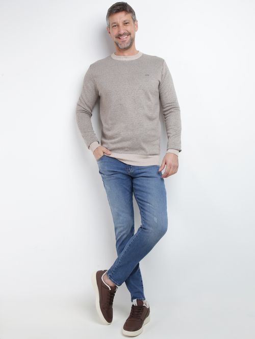 Blusão Tricot Trabalhado Dixie Masculino BEGE