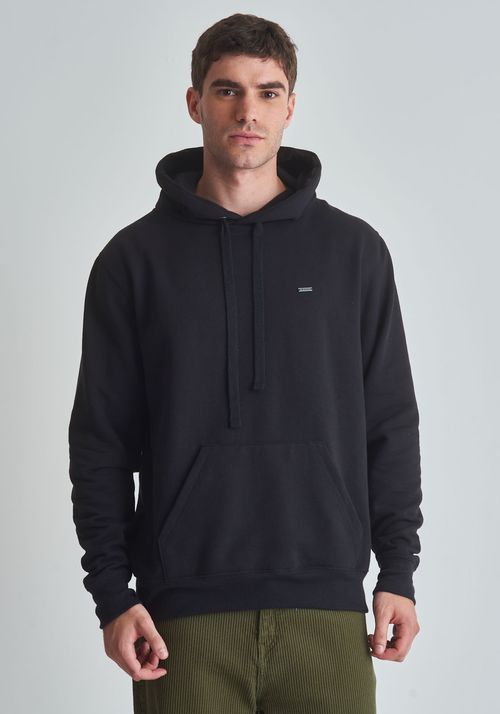 Moletom básico canguru com capuz preto