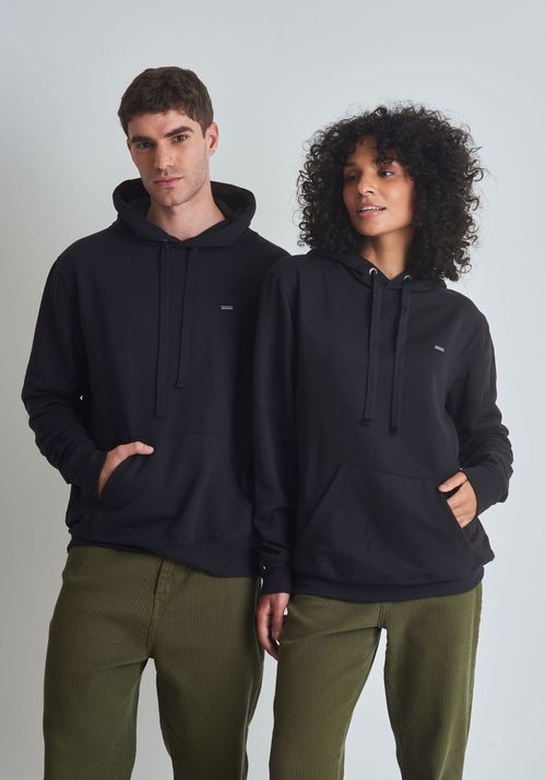 Moletom básico canguru com capuz preto