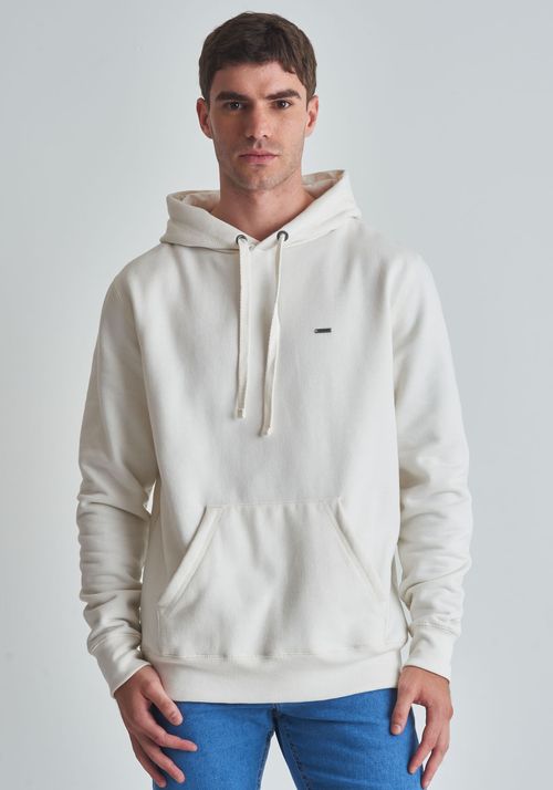 Moletom básico canguru com capuz off white