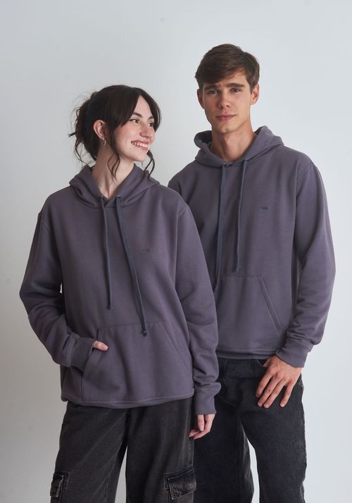 Moletom básico canguru com capuz chumbo