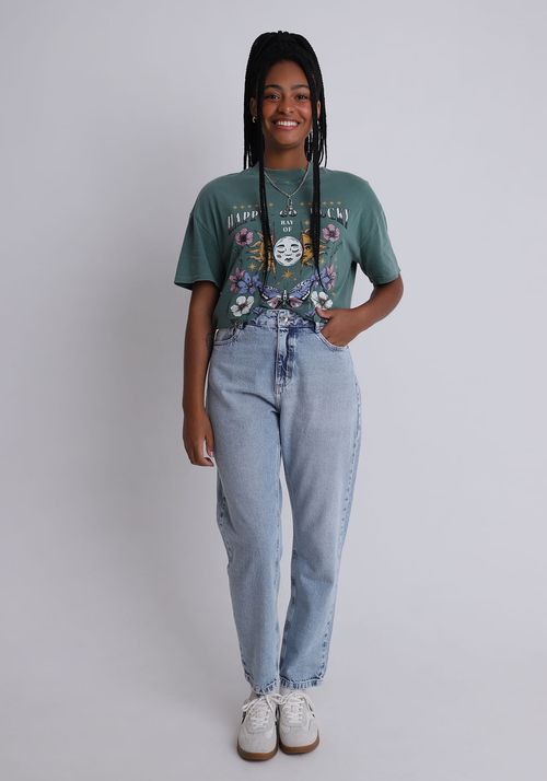 Calça jeans mom cintura alta