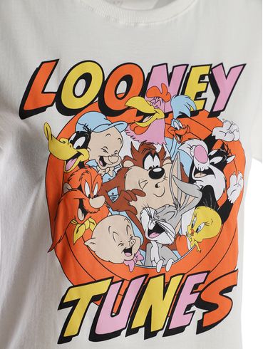 Blusa Manga Curta Looney Tunes Feminina OFF WHITE