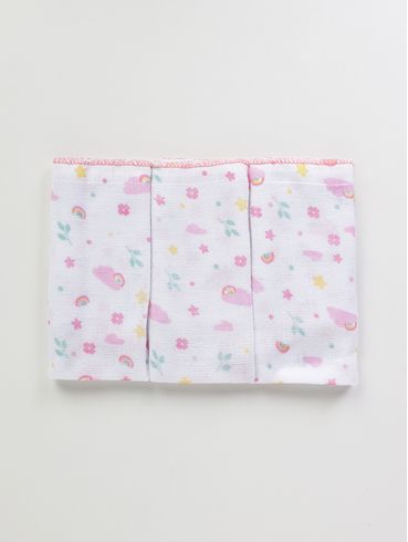 Kit de Babetes Estampados Infantil Para Bebê - Rosa