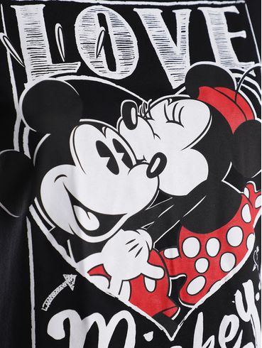 Blusa Manga Curta Love Mickey Feminina PRETO