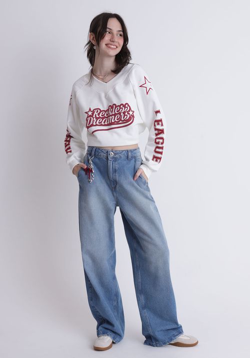 Calça jeans baggy cintura média
