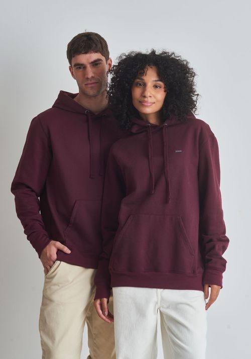 Moletom básico canguru com capuz vinho