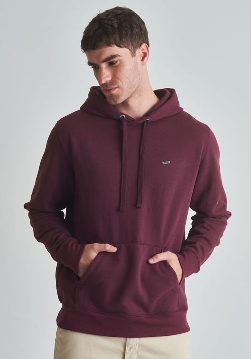 Moletom básico canguru com capuz vinho