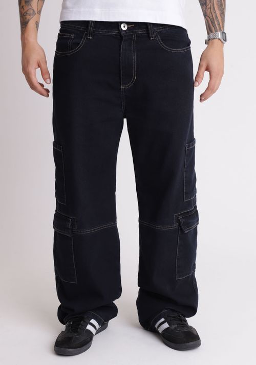 Calça jeans baggy cargo