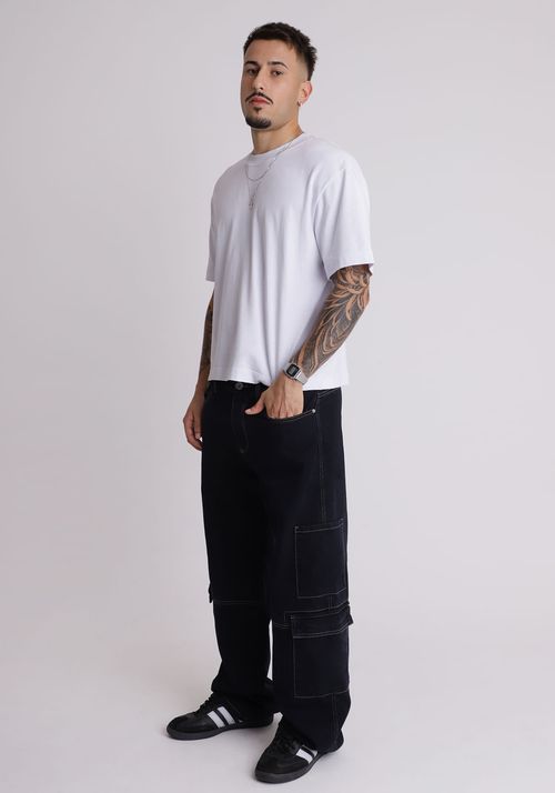 Calça jeans baggy cargo
