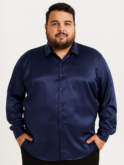 Camisa Manga Longa Plus Size Masculina MARINHO