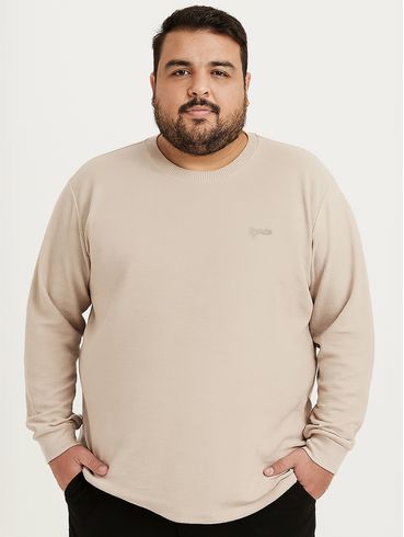 Camiseta Manga Longa Gangster Plus Size Masculina BEGE