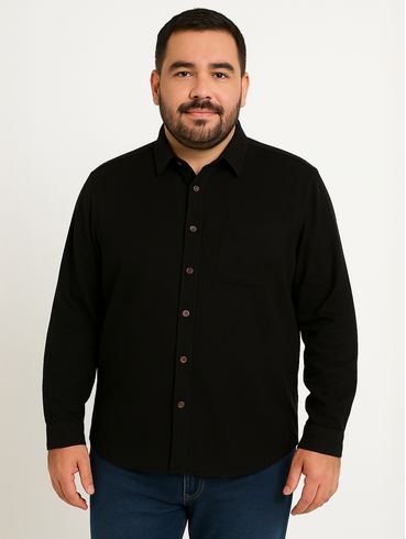 Camisa Manga Longa Plus Size Masculina PRETO