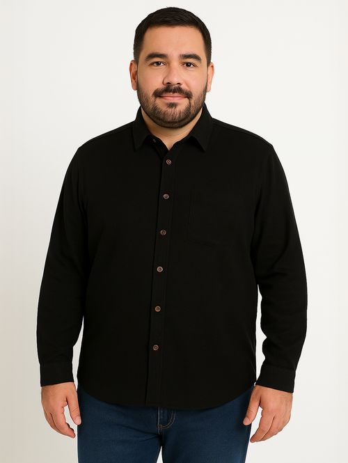 Camisa Manga Longa Plus Size Masculina PRETO