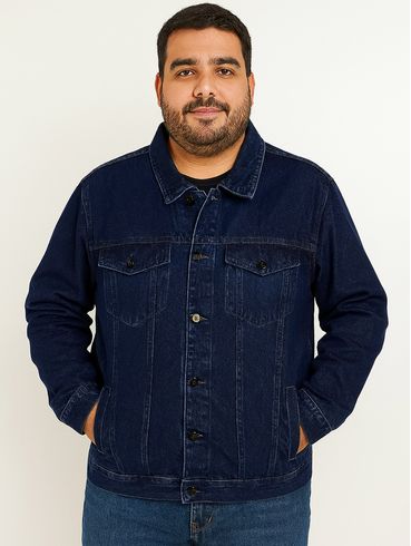 Jaqueta Jeans Plus Size Masculina AZUL