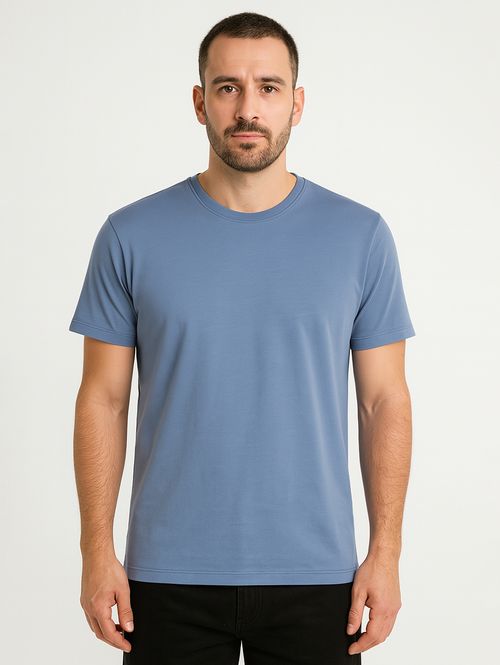 Camiseta Básica Algodão Peruano Elétron Masculina AZUL