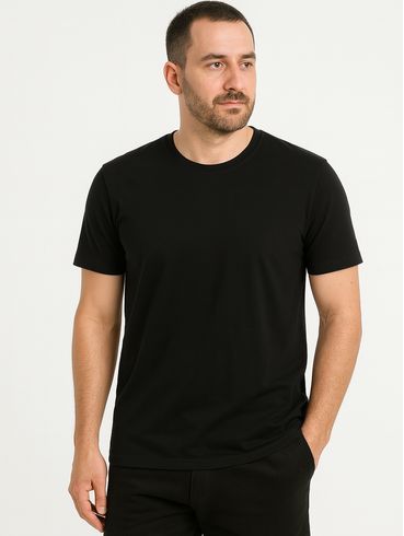 Camiseta Básica Manga Curta Masculina PRETO