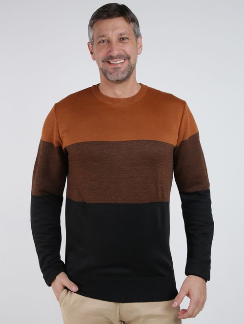 Suéter Tricot Manga Longa Masculino CARAMELO