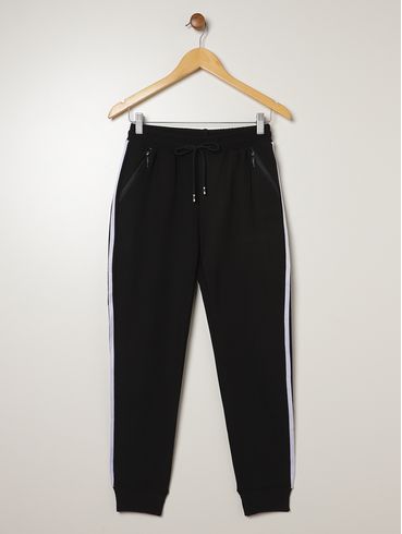Calça Malha Jogger Juvenil Para Menina - PRETO