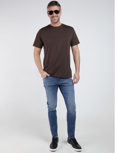 Camiseta Básica Algodão Peruano Elétron Masculina MARROM