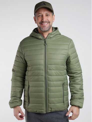 Jaqueta Puffer Com Capuz Masculina VERDE