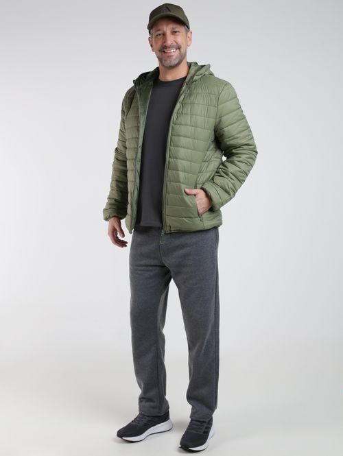Jaqueta Puffer Com Capuz Masculina VERDE