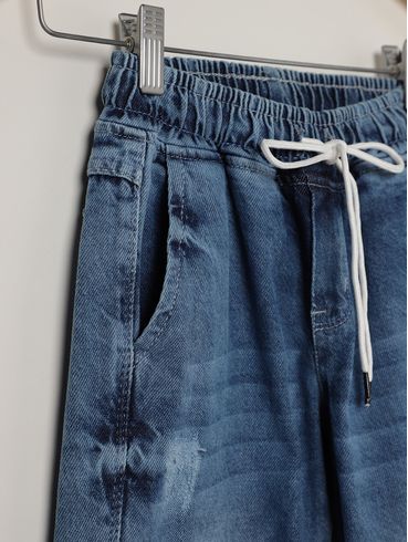 Calça Jeans Jogger Cargo Juvenil Para Menino - AZUL