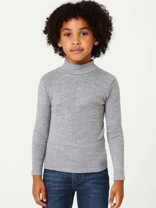 Blusão Tricot Juvenil Para Menino - Cinza