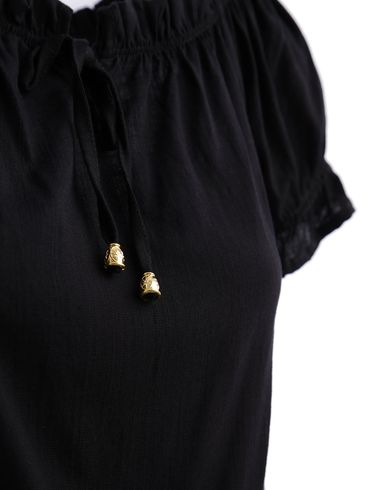 Blusa Cropped Manga Curta Feminina Preto