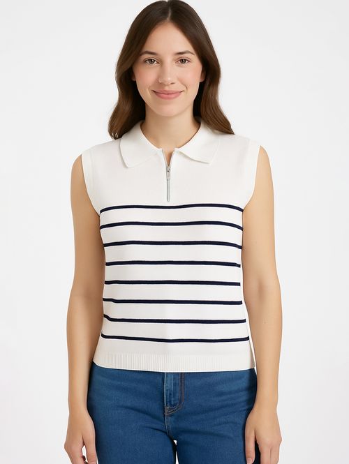 Blusa Sem Manga Eagle Rock Feminina OFF WHITE/MARINHO