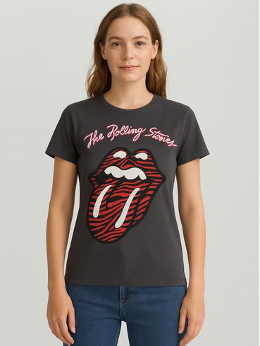 Blusa Manga Curta Rolling Stones Feminina CHUMBO