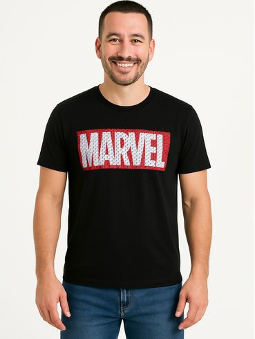 Camiseta Manga Curta Marvel Masculina PRETO